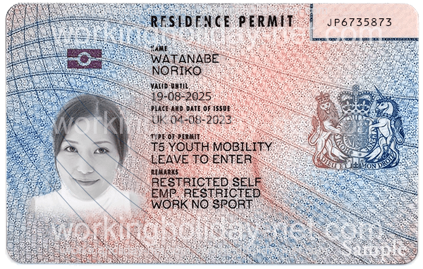 Biometric Residence Permit (Youth Mobility Scheme VISA) 